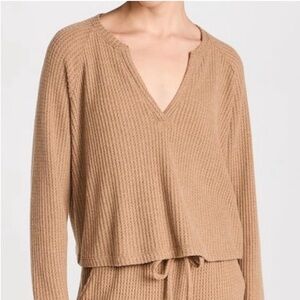 Beyond Yoga Tan Waffle Knit Pullover